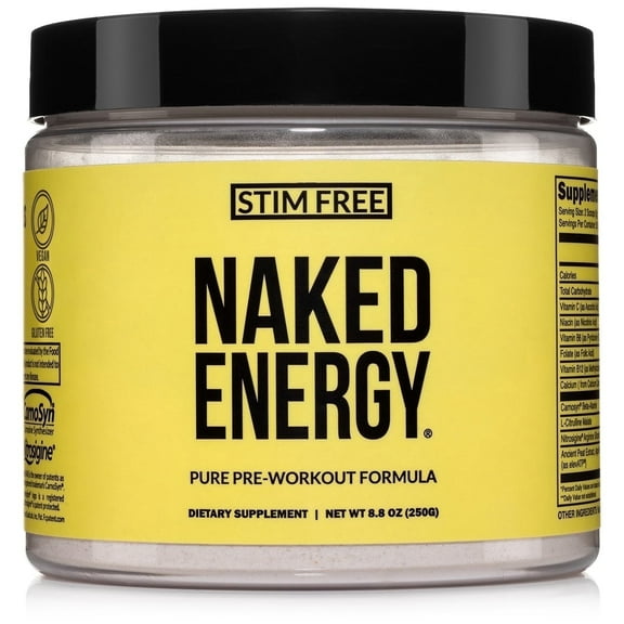 Naked Energy - Stim Free Pre Workout Caffeine Free, For Men And Women, Vegan Friendly, No Artificial Sweeteners, Colors Or Flavors - 50 Servings