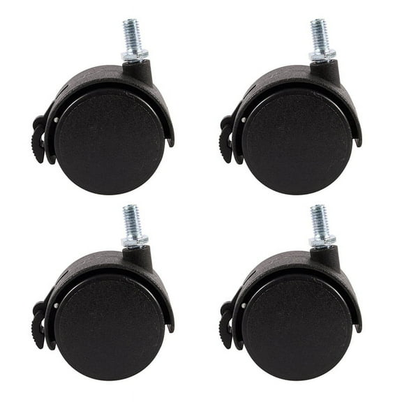 4X Furniture Swivel Locking Caster 8mm Screw Stem 2-Inch Dia Wheel Black