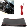 thumbnail image 4 of Hand Sewing Steering Wheel Cover, Convenient Steering Wheel Cover Beautiful Comfortable  For Protect Steering Wheel For Car Interior Decoration Black+Red Thread, 4 of 8