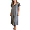 thumbnail image 2 of Bovxnpu Womens Nightgown Sleepshirt Pajama Dress Lace Ribbed Nightgown for Women Casual Elegant Home Sleepwear, 2 of 5