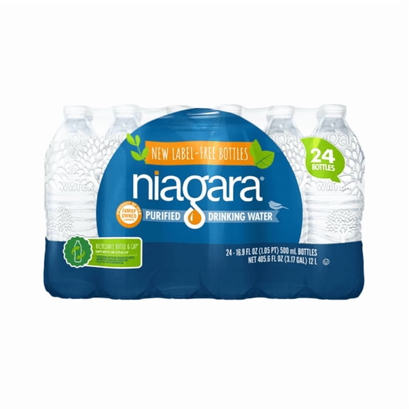 Niagara Purified Drinking Water, 16.9 fl oz Bottles, 24 Pack