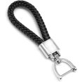 thumbnail image 1 of GHSDFBB Universal Black Leather Car Fob Keychain Metal Keyring Woven Strap Braided Rope Key Chain for Men and Women-Silver Color, with 360 Degree Rotatable D-ring and Screwdriver, 1 of 5