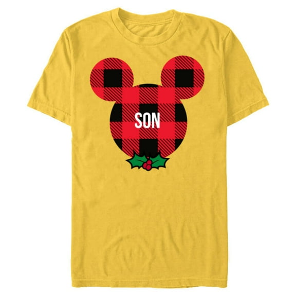 Disney Mickey Mouse SON Holiday Family - Short Sleeve Blended T-Shirt for Adults - Customized-Yellow