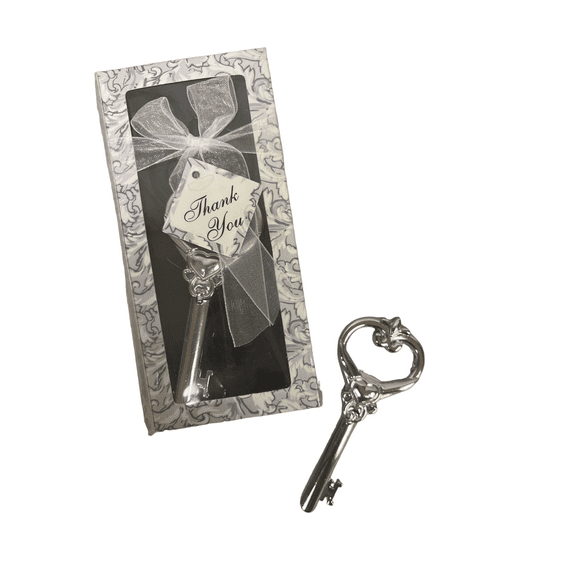 Charmed "Key to Your Heart" Bottle Opener Wedding Favor; Set of 2 Counts