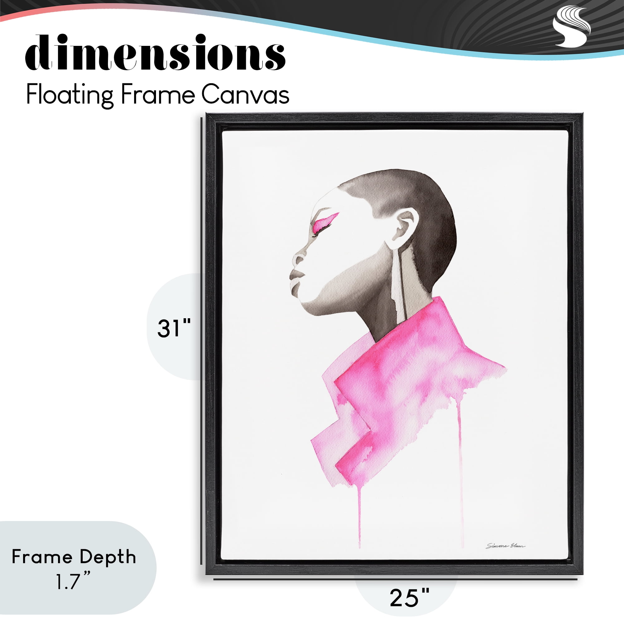 Stupell Industries Pink Jacket Elegance Portrait Black Framed Floater Canvas Wall Art, design by Simone Elum