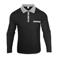 thumbnail image 3 of LIaqionyy Mens Golf Long Sleeve Shirt Classic Button Basic Solid Color Collared Fashion Casual Shirts with Pockets, 3 of 7
