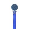 Quilted Crystal Pacifier Clip with Solid Ribbon, Blue Shades