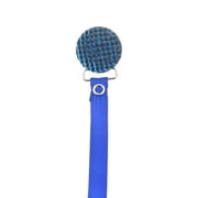 Quilted Crystal Pacifier Clip with Solid Ribbon, Blue Shades