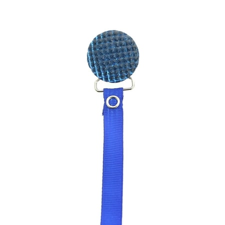 Quilted Crystal Pacifier Clip with Solid Ribbon, Blue Shades