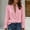 Pink #018, variant on Boho Tops for Women Ruffle V Neck Long Sleeve Button Down Tshirts Casual Puff Sleeve Blouses Fashion Fall shirts Green XL
