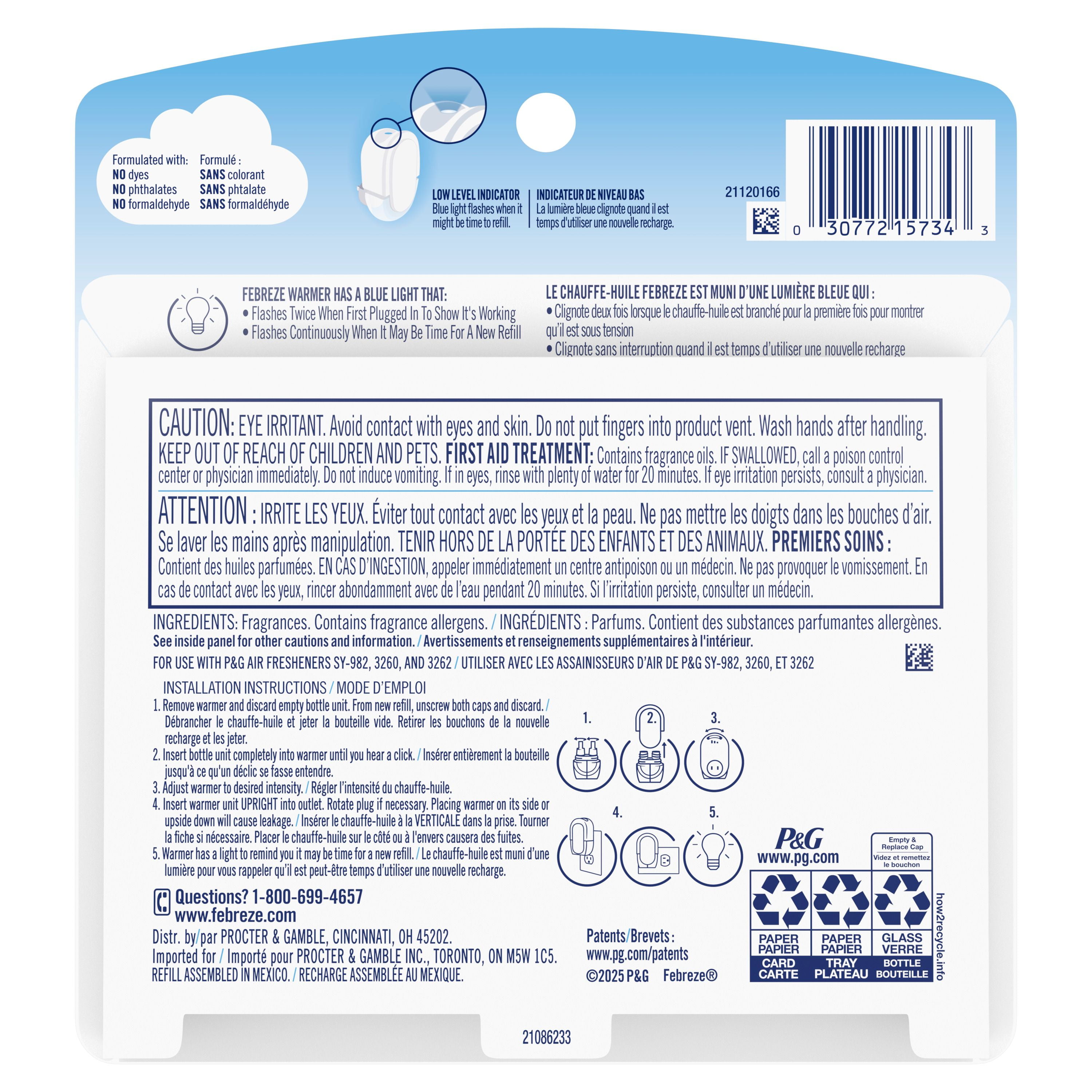 Febreze Plug In Air Freshener, Odor-Fighting Scented Oil Refill, Berry & Bramble, 2 Refills