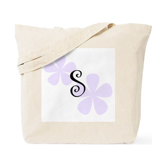 CafePress - Lilac Flowers Monogram S Tote Bag - Unisex Canvas Tote Bag, Beige, 1-Piece