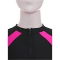 thumbnail image 5 of iiniim Boyleg Swimsuit for Women One Piece Surf Bathing Suit Short Sleeve Rash Guard Swimwear UPF 50+ A Black Hot Pink S, 5 of 7