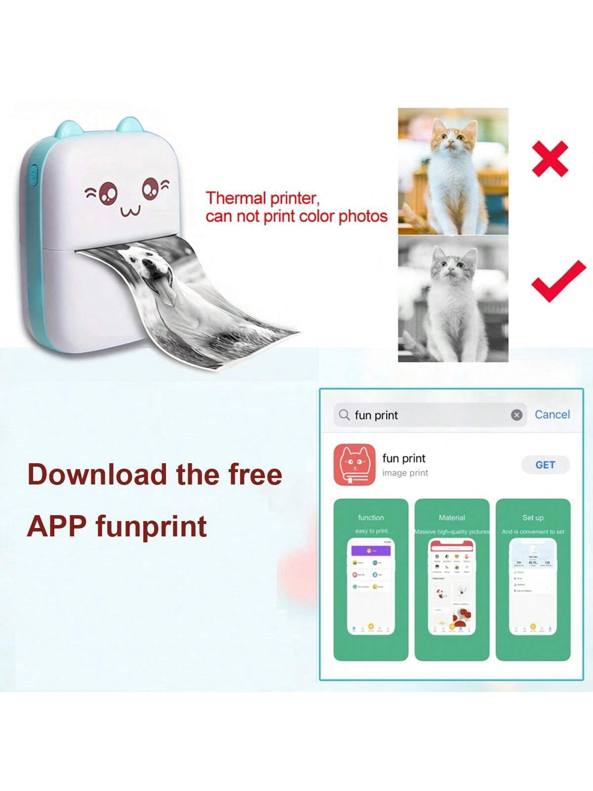 Portable Mini Printer Pocket Wireless Thermal Printer Inkless Sticker Maker Compatible With IOS Android For Labels Receipts Photos Notes School Home Office