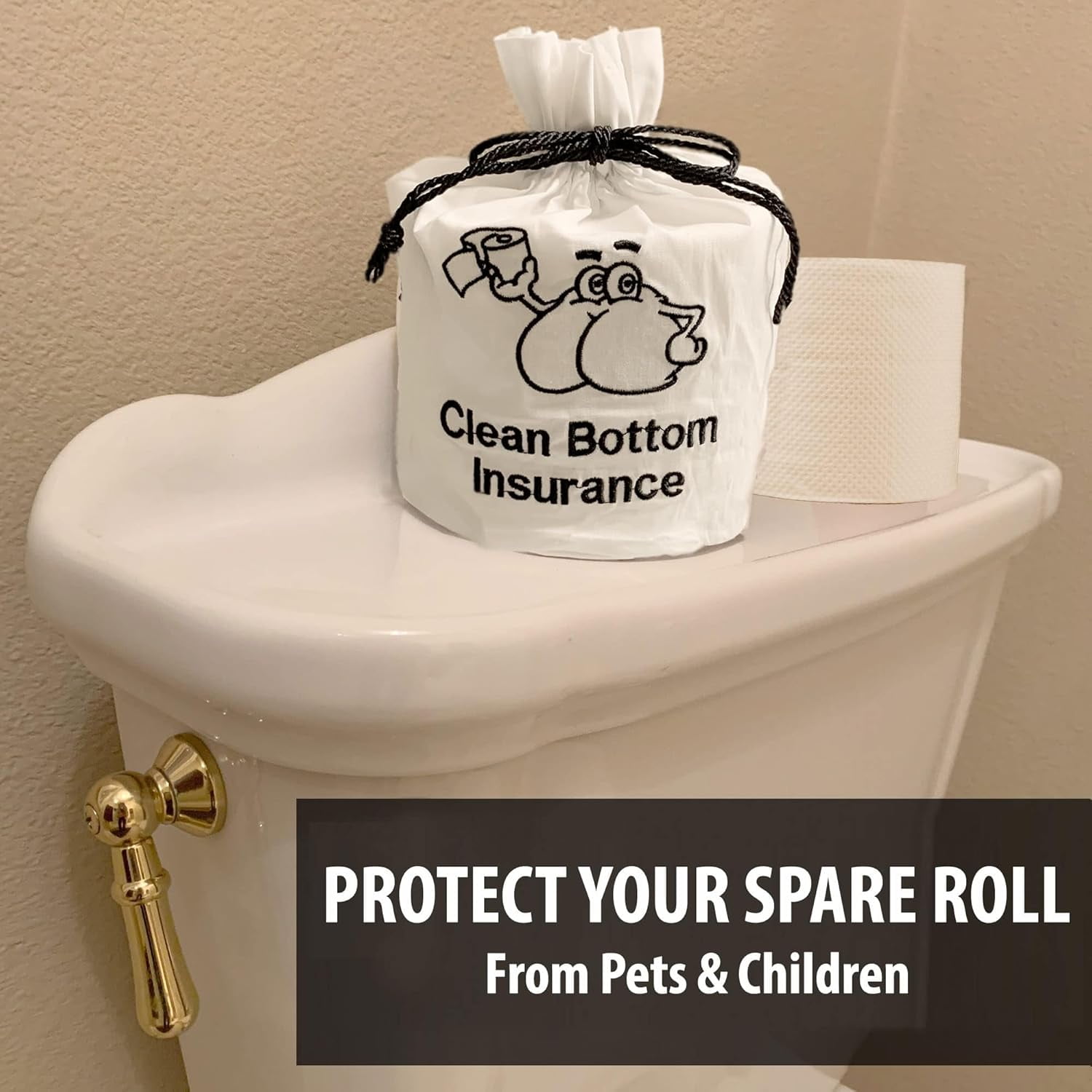 Born Uncommon Toilet Paper Roll Cover - 9" x 5.5" Reusable Cotton Toilet Paper Cover with Drawstring Closure – Decorative Bathrooms Tissue Roll Storage Bag