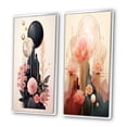 thumbnail image 3 of Designart "Faded Vintage Boho Flower Collage II" Other Plants & Flowers Framed Wall Art Set Of 2 - Traditional Pink Framed Canvas Set For Living Room Decor, 3 of 6