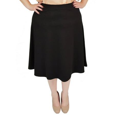 Plus Size Viscose A-Line Work Skirt - 2X (16-18) / Black