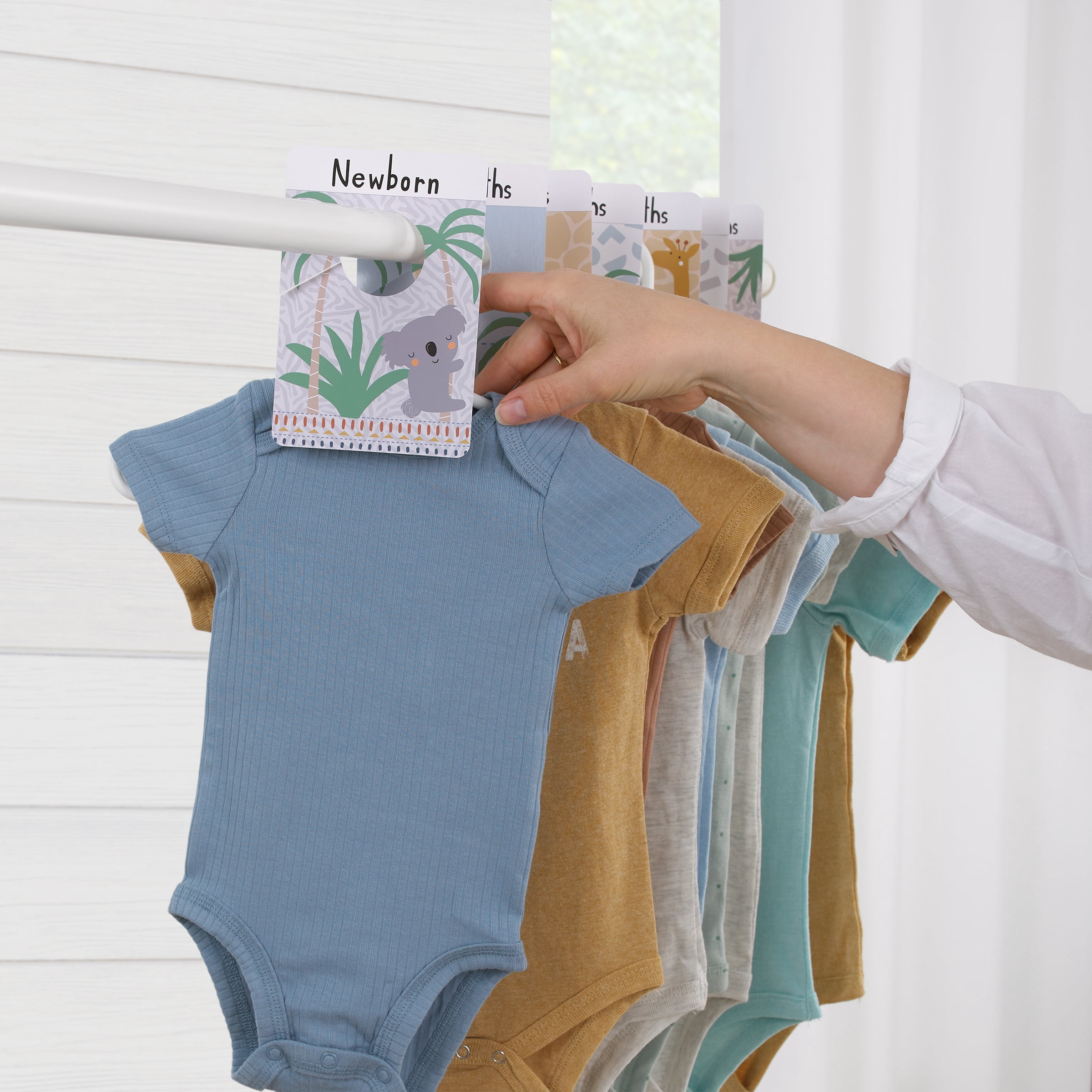 Parent's Choice Closet Dividers, Infant Unisex Jungle, Set of 7, Gray, Tan, Blue