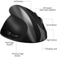 thumbnail image 5 of Ratón para zurdos, ratón vertical ergonómico inalámbrico recargable de 2,4 G con receptor USB, 6 botones y 3 DPI ajustables 800/1200/1600 para zurdos, negro ACTIVE  Biensenido a ACTIVE, 5 of 5