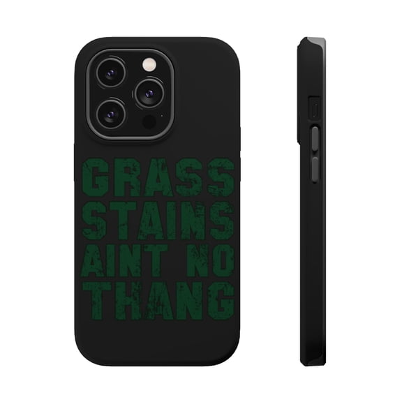 DistinctInk Tough Case for Apple iPhone 15 PRO (6.1" Screen), Compatible with MagSafe Charging - Grass Stains Ain't No Thang