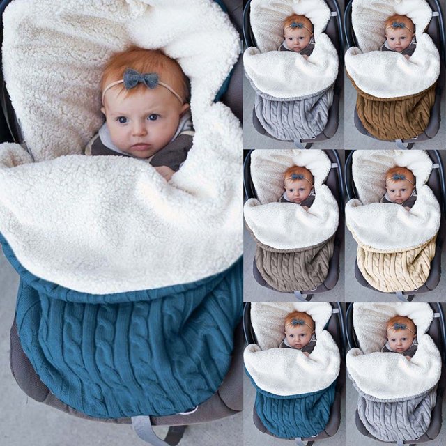 LOVEVER Thicken Knitted Warm Newborn Baby Infant Wrap Swaddle Stroller Sleeping Bag