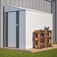 thumbnail image 2 of White 4' x 7' Lean-To Storage Shed, Heavy-Duty Metal Outdoor Garden & Bike Shed with Lockable Door, Easy Assembly Backyard Storage Solution, 2 of 10