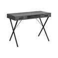 thumbnail image 2 of 42" Grey Computer Desk - Home Office Laptop Table w/ Storage, Black Metal Frame & Laminate Top. Modern Design for Small Spaces. Stone-Look Finish., 2 of 5