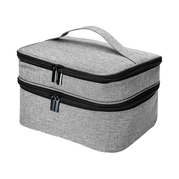 Minnieouse Bolsa organizadora de esmalte de uñas de doble capa para fácil acceso y almacenamiento bolsa de Estuche de transporte de esmalte de Juegos de manicura gris