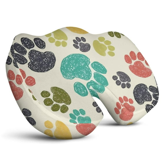 Premium Dog Pattern Memory Foam Seat Cushion Ergonomic Chair Pad for Office Chair, Car, Airplane & Bleachers Sciatica, Tailbone Hip & Back Pain Relief - Chair Cushion for Long Office Workers.