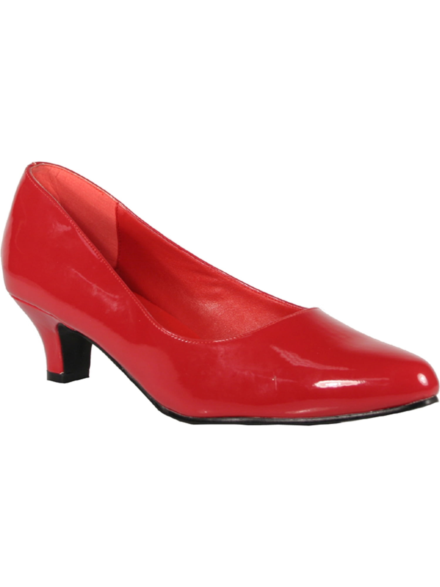 red patent leather kitten heels