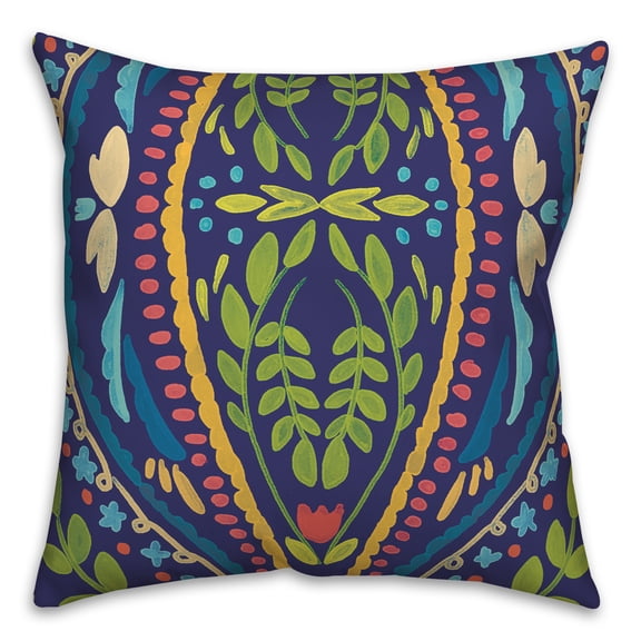 Creative Products Navy Background Folk Pattern 20x20 Indoor / Outdoor Pillow