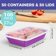 thumbnail image 4 of 50-Pack Reusable Meal Prep Containers 37oz with Lids, Leakproof Food-Safe Plastic, Microwave Freezer Dishwasher Safe, Easy-Open Lids, Takeaway Food Storage in Black, Blue, Purple, Pink, 4 of 10