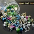 thumbnail image 4 of 100 piezas de chinchetas gigantes grandes de 1 pulgada, chinchetas estándar con punta de acero y cabeza de plástico para tablero de corcho (rojo violáceo, dorado, azul, verde), 4 of 5