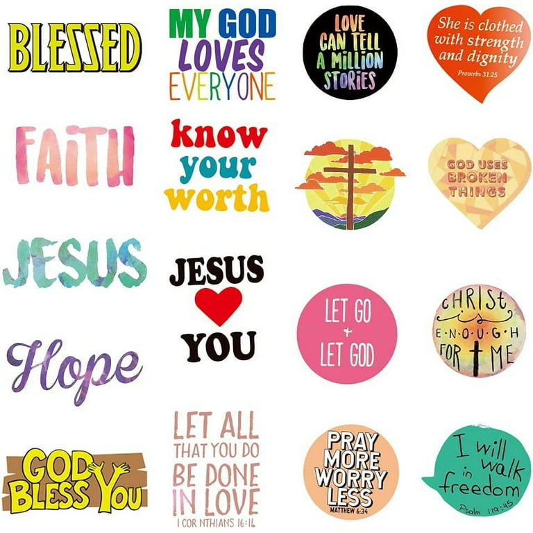 500Pcs Inspirational Christian Stickers Roll , Bible Verse Faith Stickers,  Religious Jesus Motivational Stickers For Water Bottles, Christian Gifts Fo