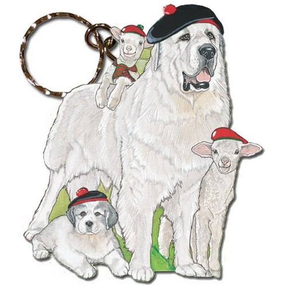 Great Pyrenees Keychain, Souvenir Key Holder, Dog Charm Tag, Pet Key Rings Craft Ornaments, Wooden Die-Cut