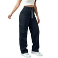 thumbnail image 2 of DuoJiaJ Women's Fashionable Casual Solid Color Straight Leg Casual Trousers Women's Lounge Pants Blue L, 2 of 5