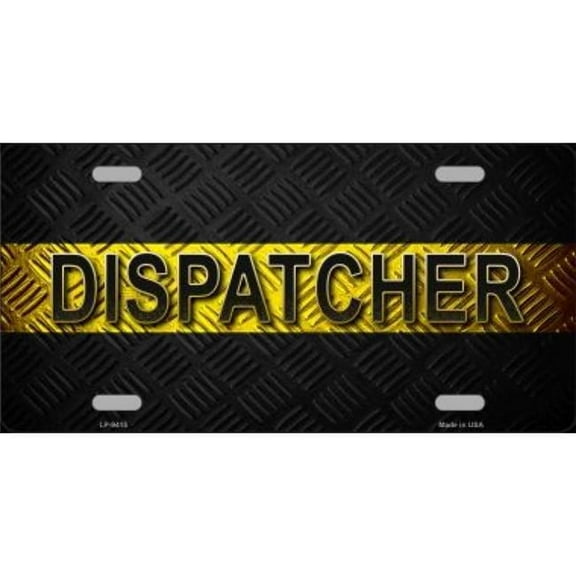 Dispatcher Yellow Line Metal License Plate