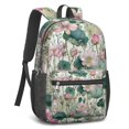 thumbnail image 3 of 17 Inch Lightweight Backpack,PVC Waterproof Oxford Fabric, Ergonomically Designed, with Large Capacity, Floral Flowers Print, 3 of 5