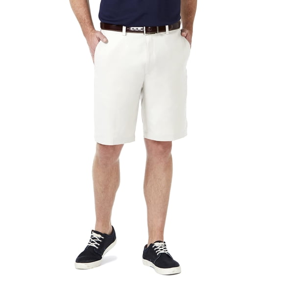 Haggar Men's Cool 18 Pro Straight Fit Stretch Solid Flat Front Short, White, 32