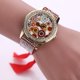 thumbnail image 3 of Reloj de cuarzo para mujer con vendaje de tela con diamantes de imitación y esfera de impresión de moda (rojo), 3 of 5