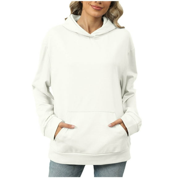 Diufon Womens Hoodies Tops Solid Color Pullover Tops Long Sleeve Sweatshirts with Pockets