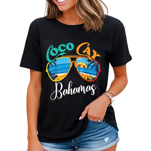 Coco Cay Bahamas Shirt Vacation Sunglasses Palm Trees Sunset T-Shirt Black 2X-Large