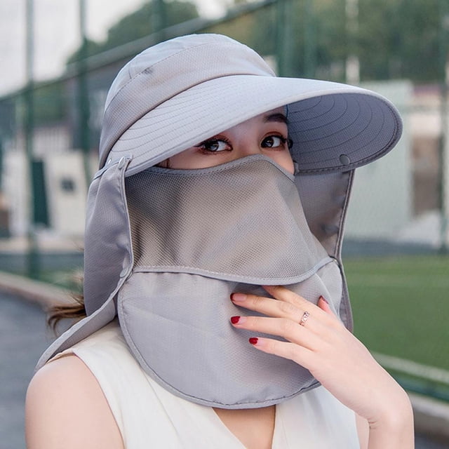 Sombrero para el sol Protección solar Mujeres Sombrero de ala ancha Anti UV Portátil Verano Playa Mascarilla Gorra FLhrweasw Nuevo