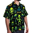 thumbnail image 2 of Alien Men's Casual Spread Collar Hawaiian Short Sleeve Button Down Summer Beach Tops, 2 of 6