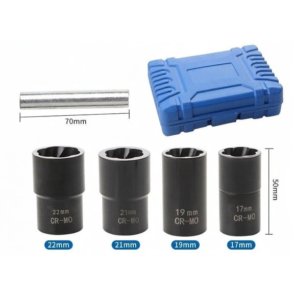 ROVTECT 5 pcs Lug Nut Extractor Set with 1/2 inch Square Drive for Automotive Use