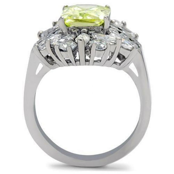 TK176 - High polished (no plating) Stainless Steel Ring with AAA Grade CZ  in Apple Green color Size 10