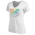thumbnail image 2 of Women's White New York Knicks Team Pride Wordmark V-Neck T-Shirt, 2 of 3
