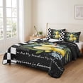 thumbnail image 2 of Twin XL Quilt Set 68''x98'', Summer Lemon Lightweight Summer Bedspread Coverlet Set with 2 Pillow Shams, Vintage Black Plaid Blue Spring Floral Breathable All Season Quilt Bedding for Dorm/Guest Room, 2 of 9