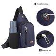 thumbnail image 4 of Small Sling Bag, Crossbody Chest Shoulder Bag, Water Resistant Travel Purse with Earphone Hole, Adjustable One Strap, Lightweight Durable Cloth, Fits 7.9 Inch Tablet, Black Dark Blue Brown, 4 of 8