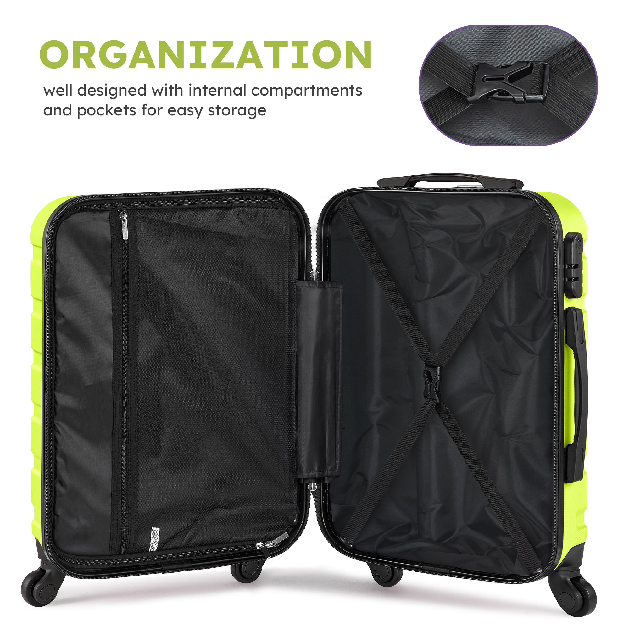 Gowill 4-Piece Luggage Set, Lime Green photo 3